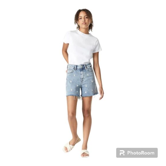 Mavi Millie Floral Detail Denim Shorts Size‎ 26 - Picture 1 of 11